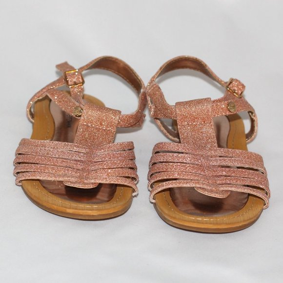 Stuart Weitzman Rose Gold Girl's Glitter Sandals - Picture 1 of 5
